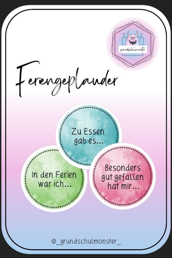 Feriengeplauder Feriengeplauder in der Grundschule