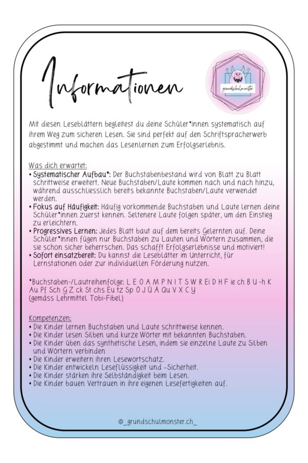 Leseblätter für den Schriftspracherwerb