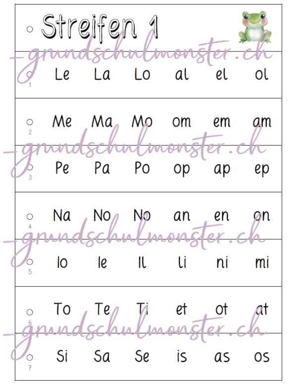 Lesestreifen für den Schriftpracherwerb