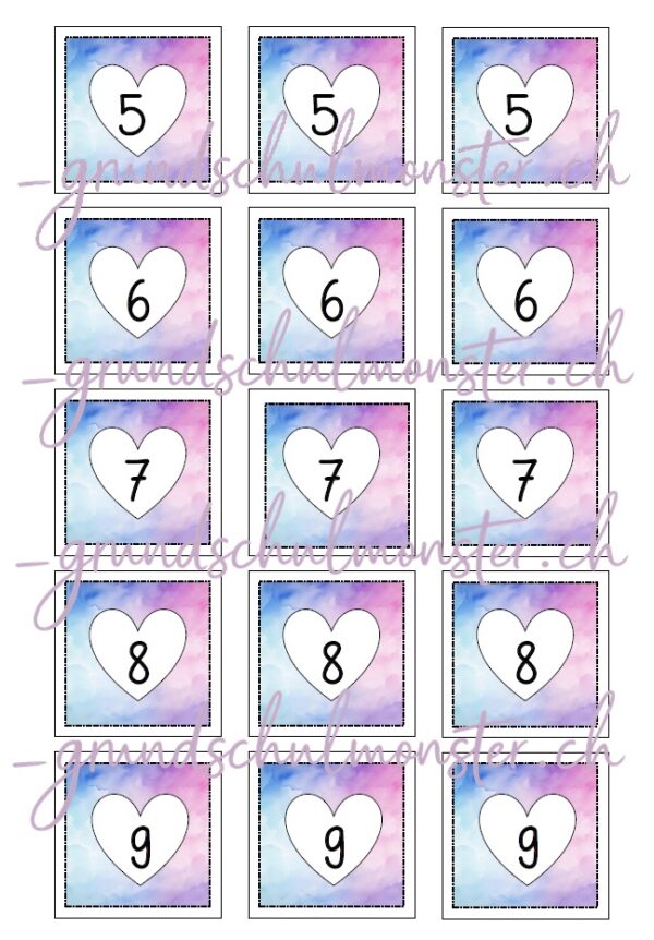Merk-Spiel - Verliebte Zahlen