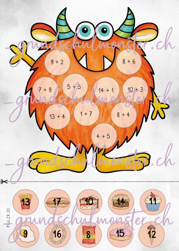 Monsterfütterung - Rechnen im Zahlenraum 20