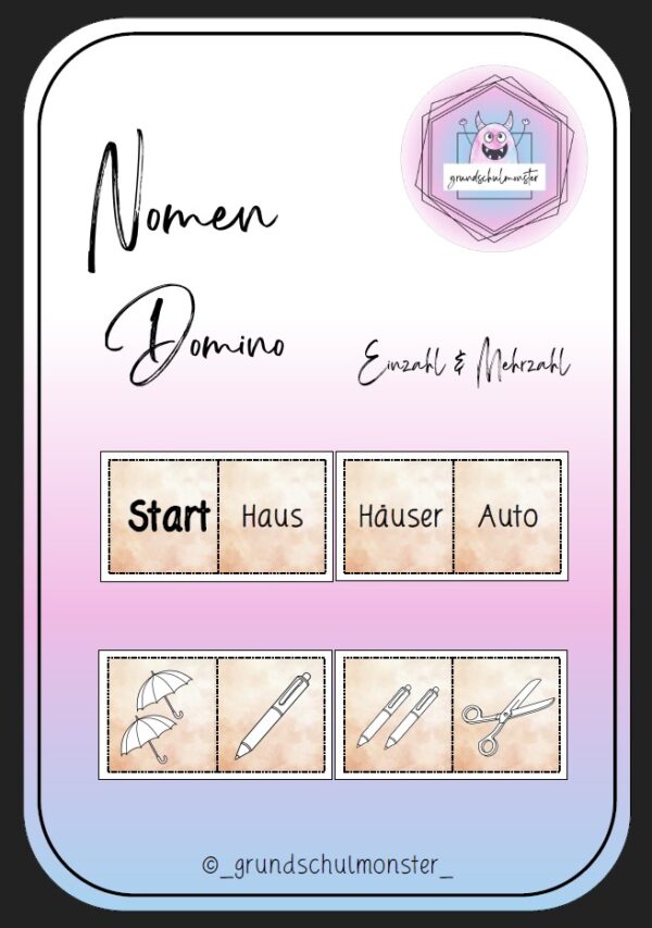 Nomen_Domino_Einzahl_und_Mehrzahl Nomen Domino - Einzahl & Mehrzahl