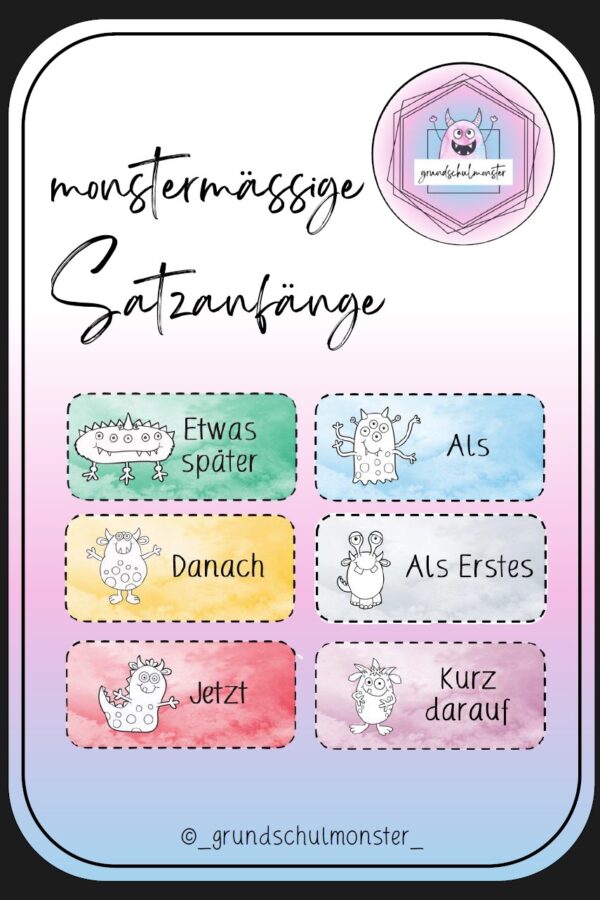 Satzanfänge_Kärtchen Satzanfänge - monstermässige Kärtchen