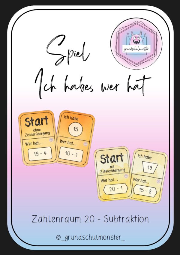 Spiel_ich_habe_wer_hat_ZR20negativ Subtraktion Zahlenraum 20 - Ich habe, wer hat
