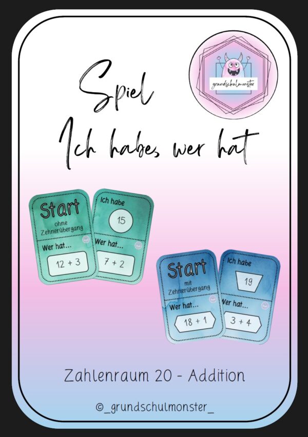 Addition Zahlenraum 20 - Ich habe, wer hat
