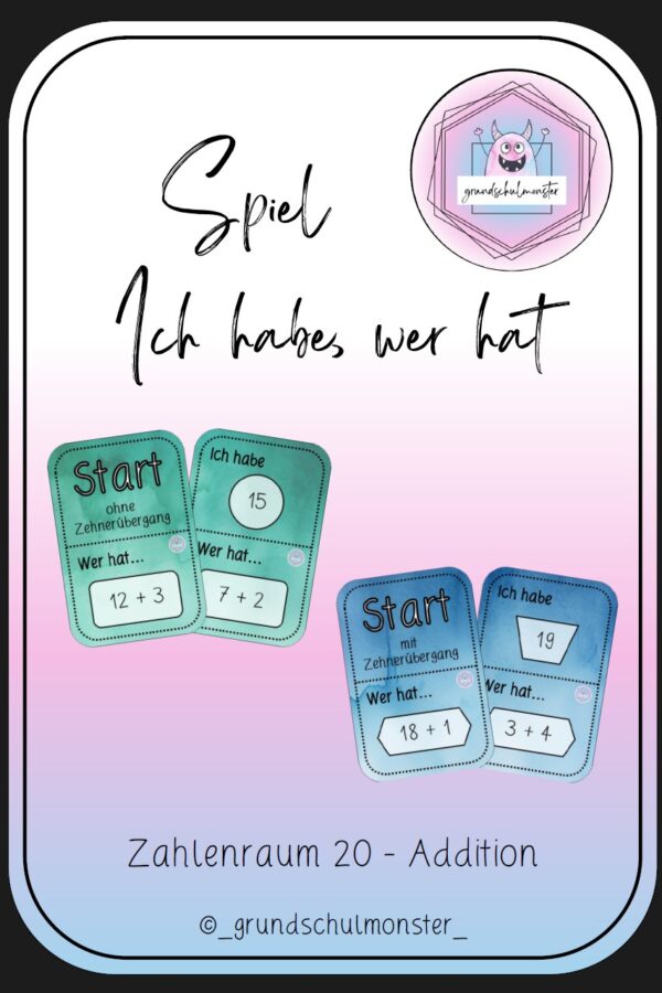 Addition Zahlenraum 20 - Ich habe, wer hat