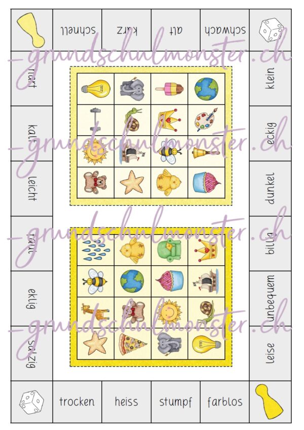 Adjektive - Gegenteil-Bingo