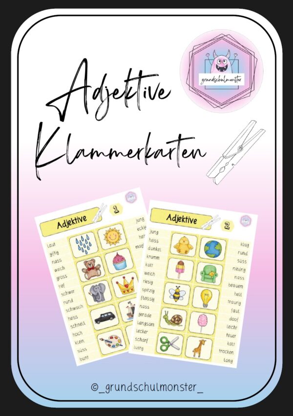 Adjektive - Klammerkarten