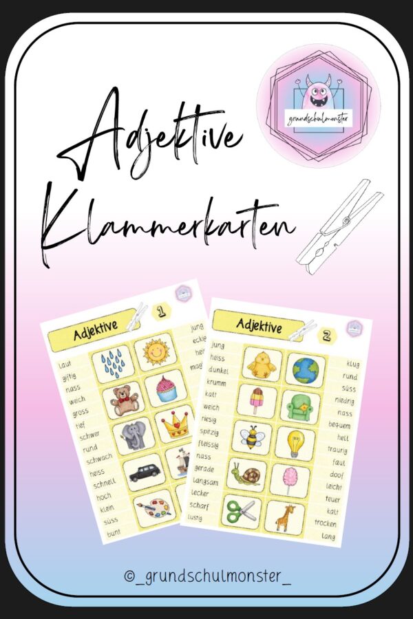 Adjektive - Klammerkarten