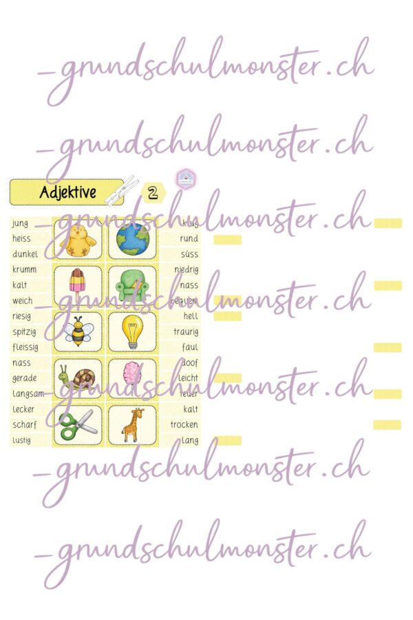 Adjektive - Klammerkarten