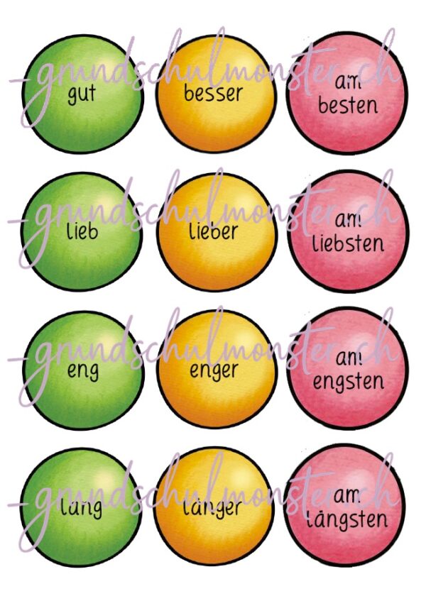 Adjektive - Steigerung mit Kaugummi