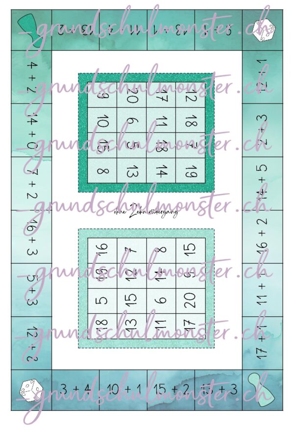 Addition Zahlenraum 20 - Bingo