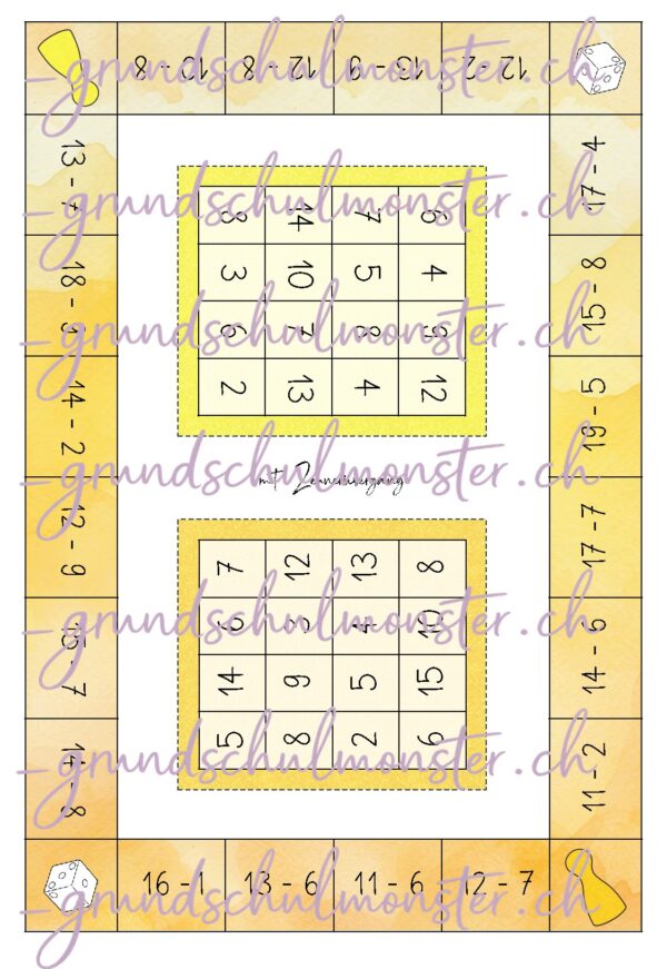 Subtraktion Zahlenraum 20 - Bingo