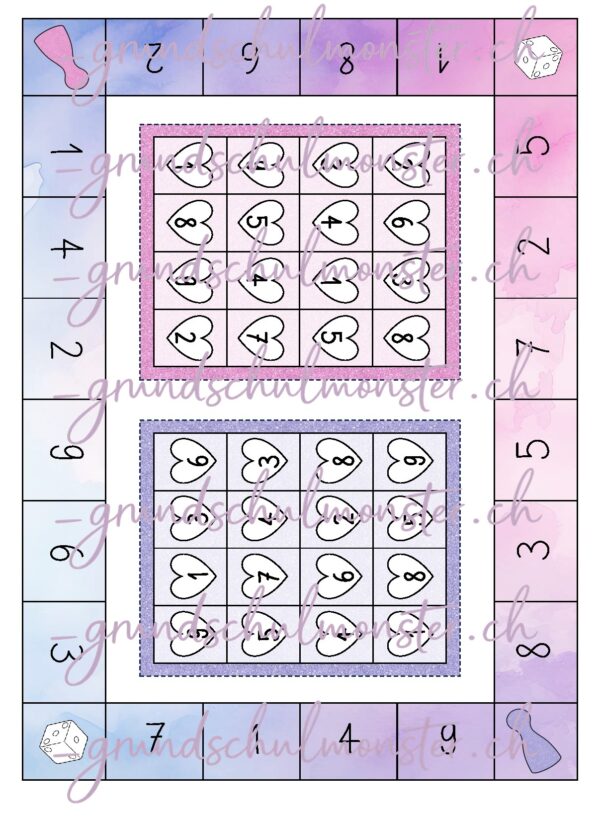 Verliebte Zahlen - Bingo