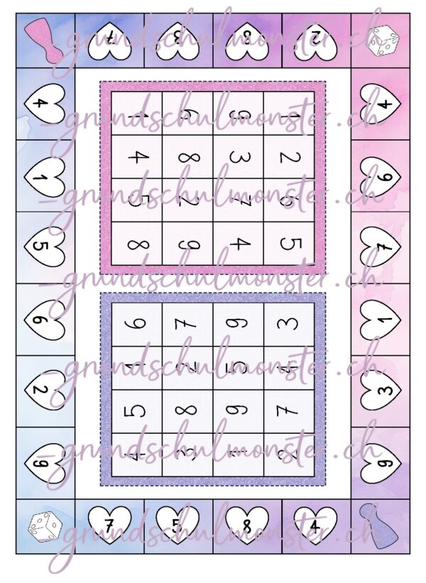 Verliebte Zahlen - Bingo