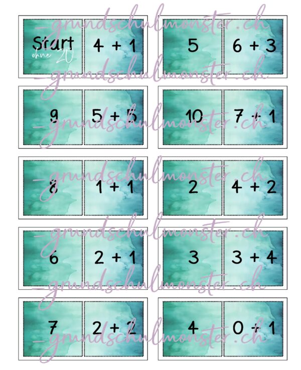 Addition Zahlenraum 20 - Domino