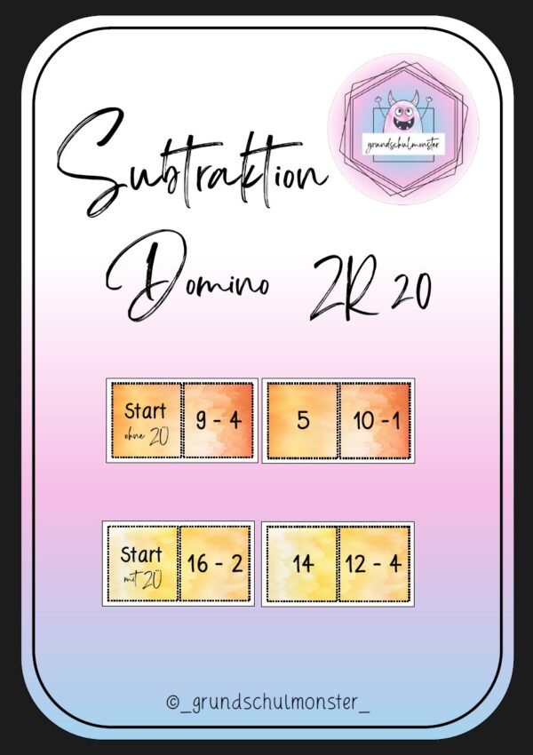 Subtraktion Zahlenraum 20 - Domino