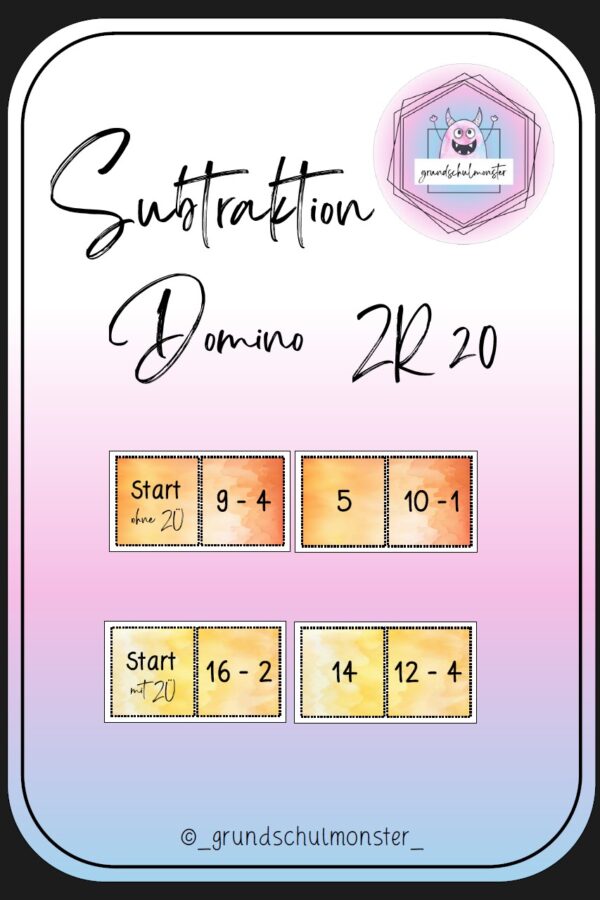 Subtraktion Zahlenraum 20 - Domino