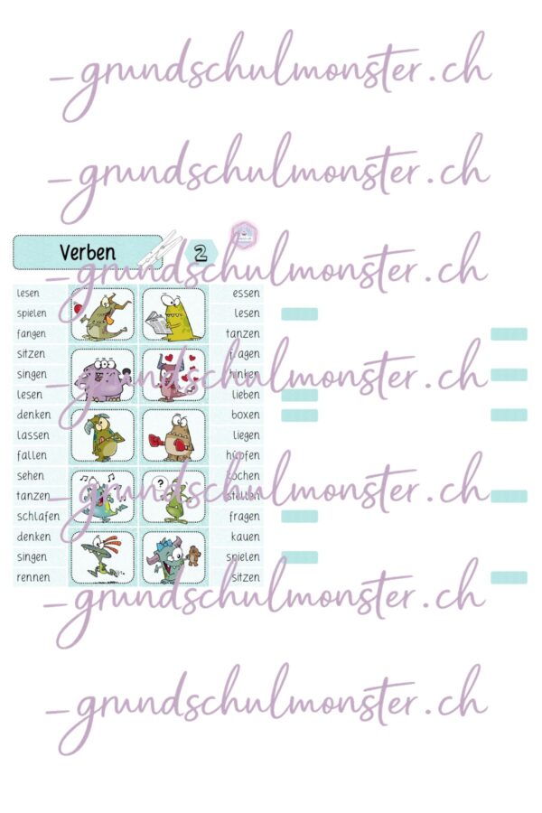 Verben - Klammerkarten