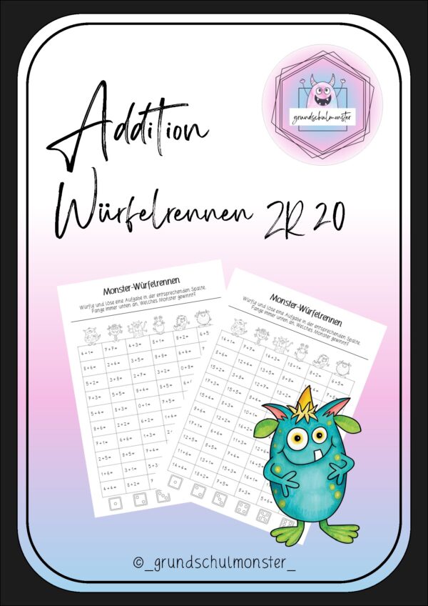 Addition Zahlenraum 20 - Würfelrennen