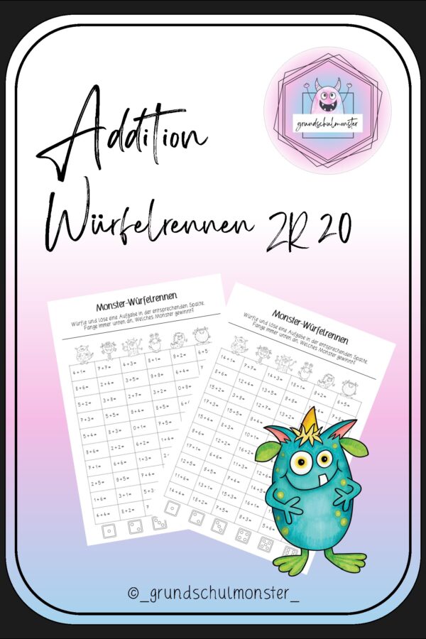 Addition Zahlenraum 20 - Würfelrennen