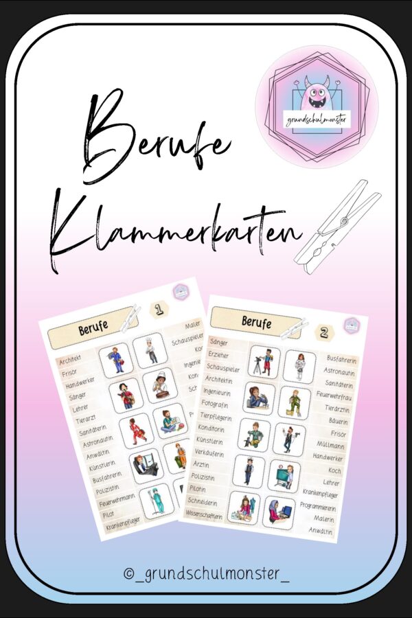 Berufe - Klammerkarten