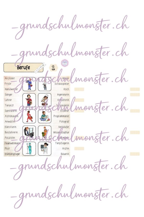 Berufe - Klammerkarten