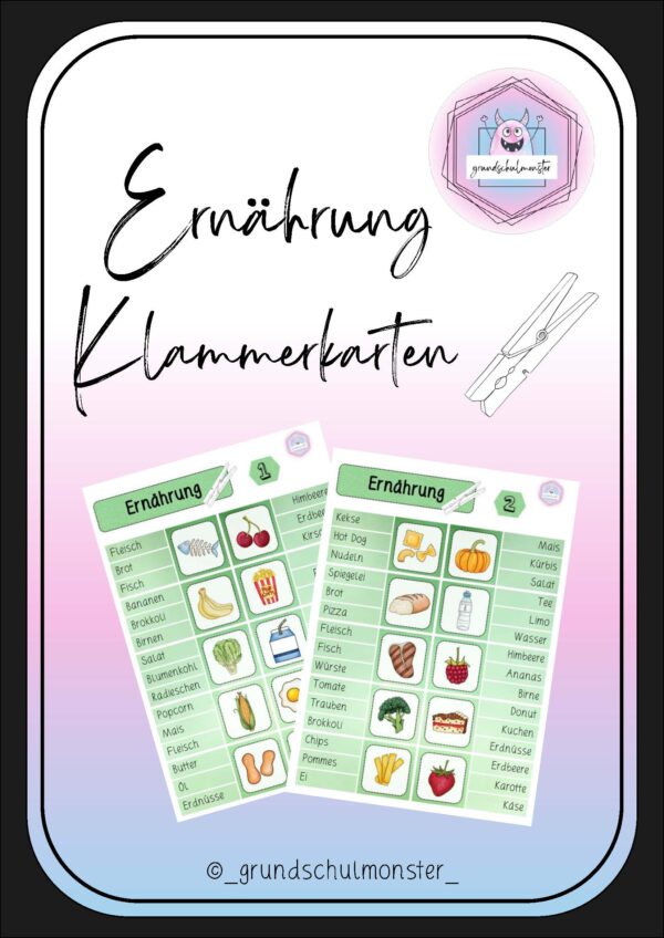 Ernährung - Klammerkarten