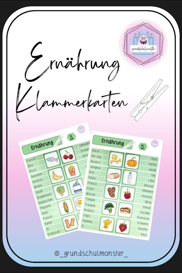 Ernährung - Klammerkarten