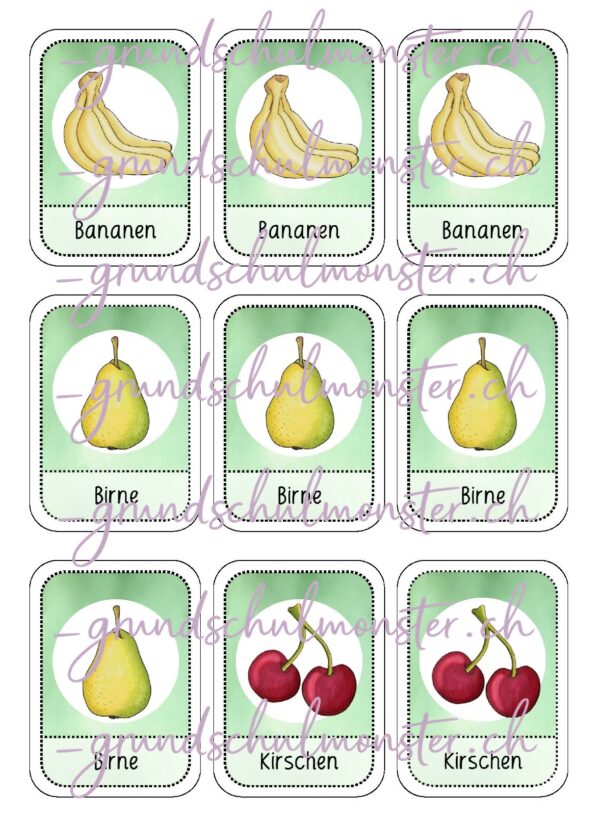 Ernährung - Früchte Quartett
