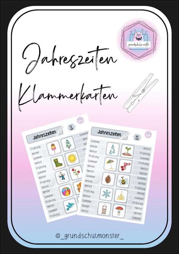 Jahreszeiten - Klammerkarten