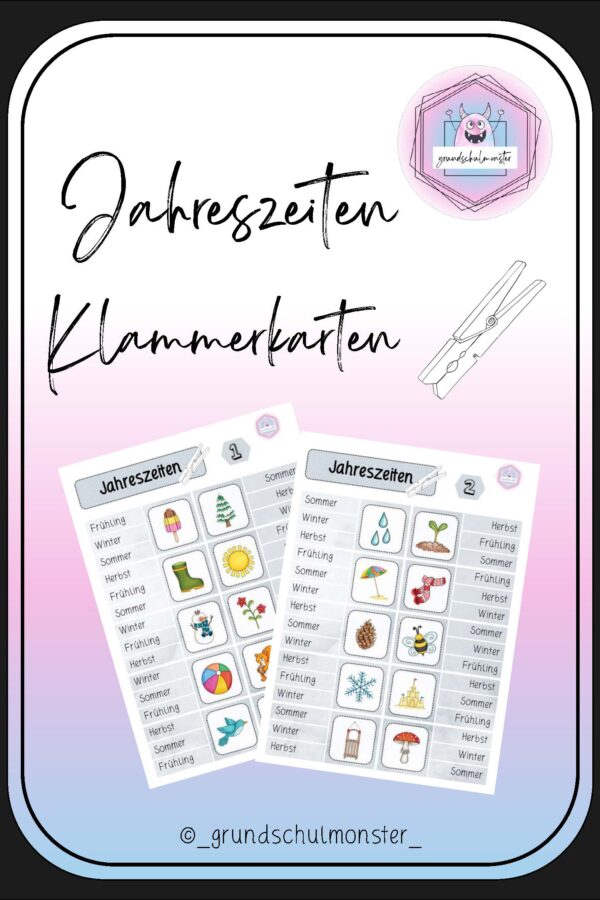 Jahreszeiten - Klammerkarten
