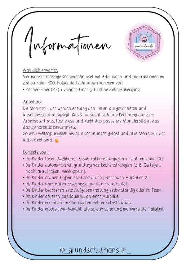 Rechenschnipsel 3 - ZE ± ZE o. ZÜ.