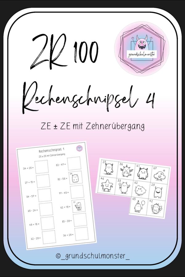 Rechenschnipsel_ZR100_4_Seite_01 Rechenschnipsel 4 - ZE ± ZE m. ZÜ.
