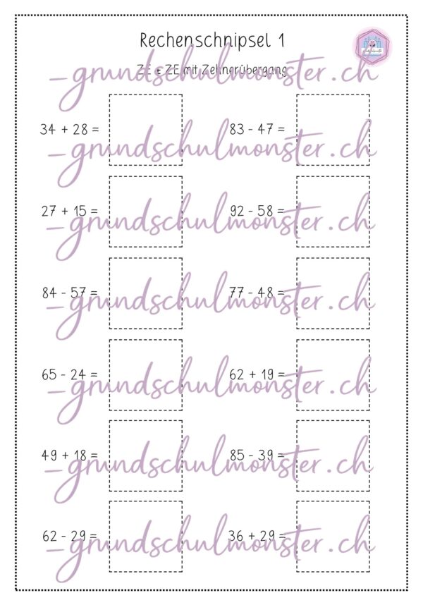 Rechenschnipsel_ZR100_4_Seite_03 Rechenschnipsel 4 - ZE ± ZE m. ZÜ.