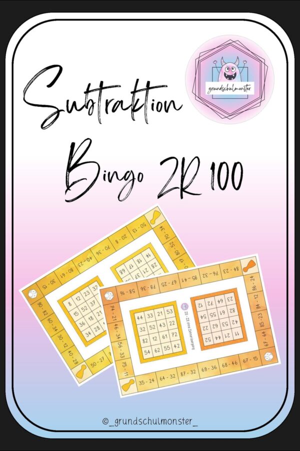 Bingo_Subtraktion_ZR100_Seite_1 Subtraktion Zahlenraum 100 - Bingo