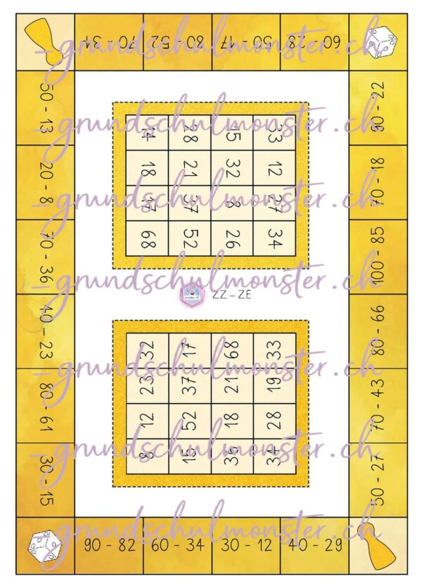 Subtraktion Zahlenraum 100 - Bingo