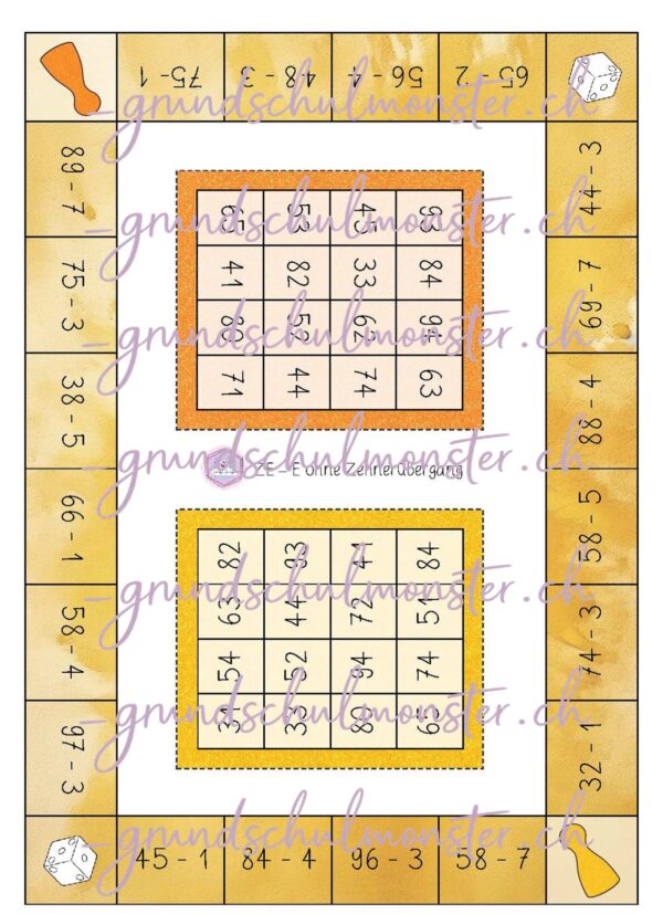 Subtraktion Zahlenraum 100 - Bingo