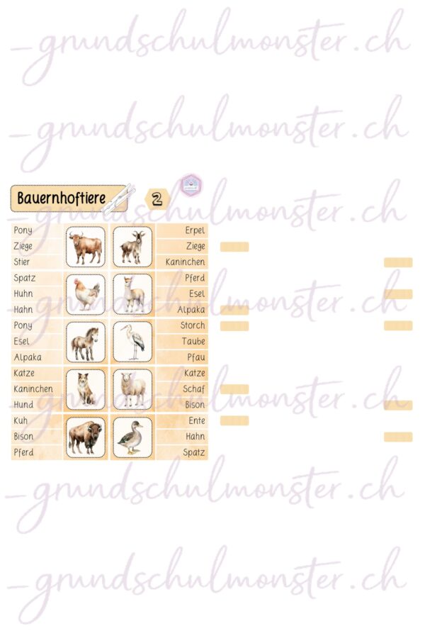 Bauernhoftiere - Klammerkarten