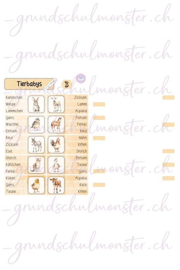 Bauernhoftiere - Klammerkarten