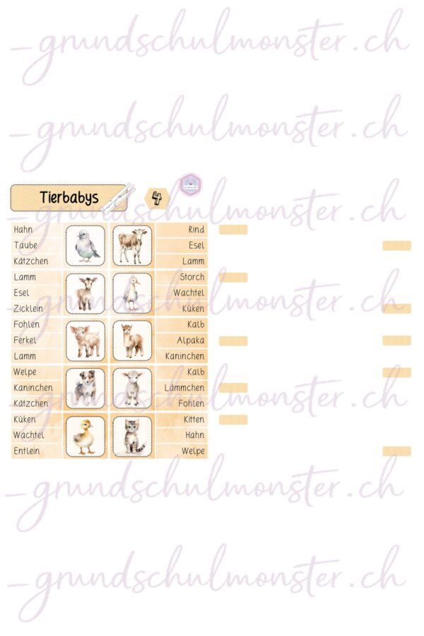 Bauernhoftiere - Klammerkarten