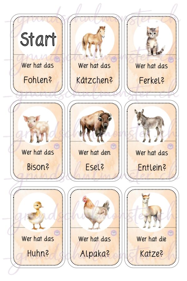 Bauernhoftiere - Spiel "Ich habe, wer hat"