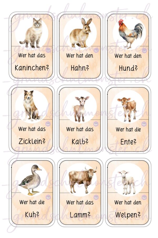Bauernhoftiere - Spiel "Ich habe, wer hat"
