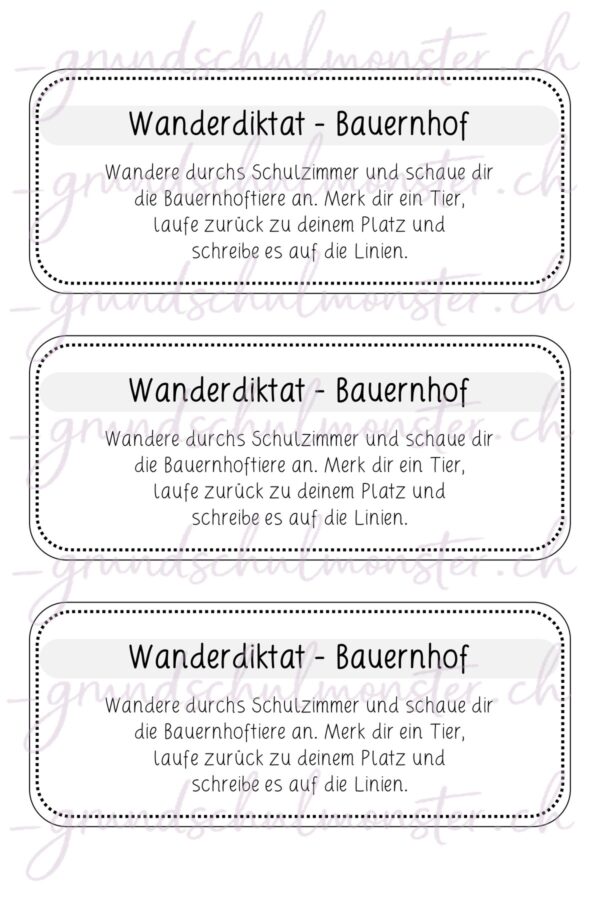 Bauernhoftiere - Wanderdiktat