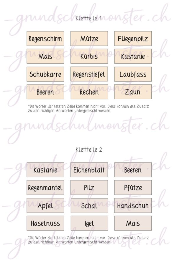 Herbstliche Klettmappen 1. & 2. Klasse