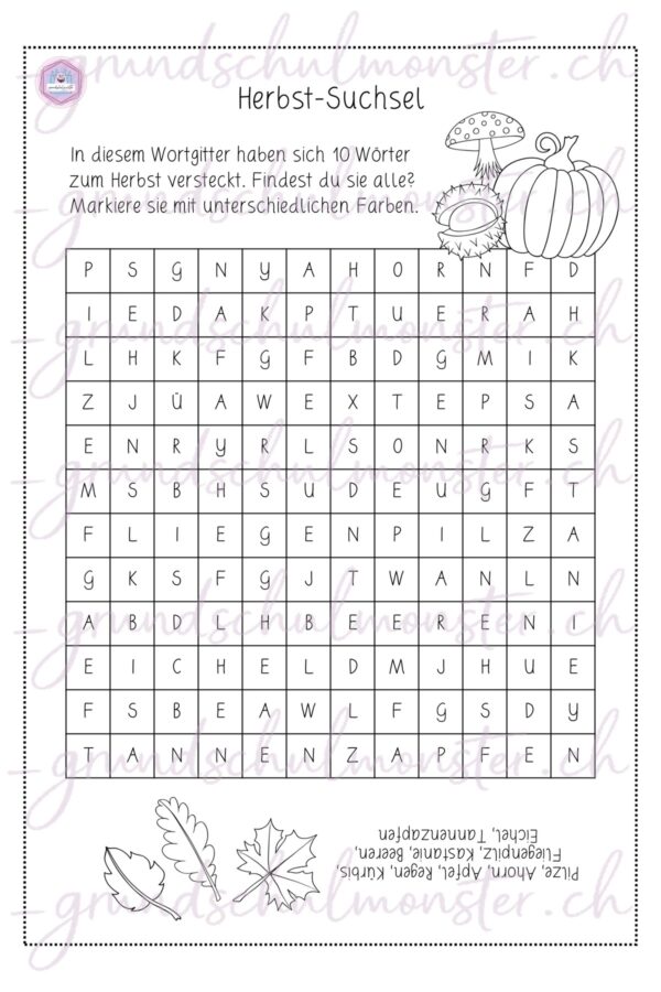 Herbstliches Suchsel - 1. & 2. Klasse