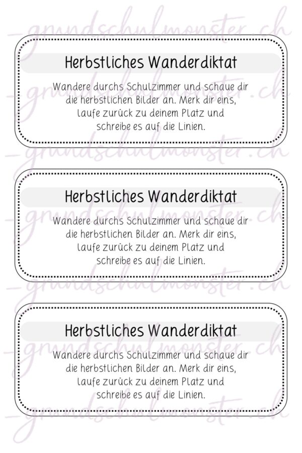 Herbstliches Wanderdiktat - 1. & 2. Klasse