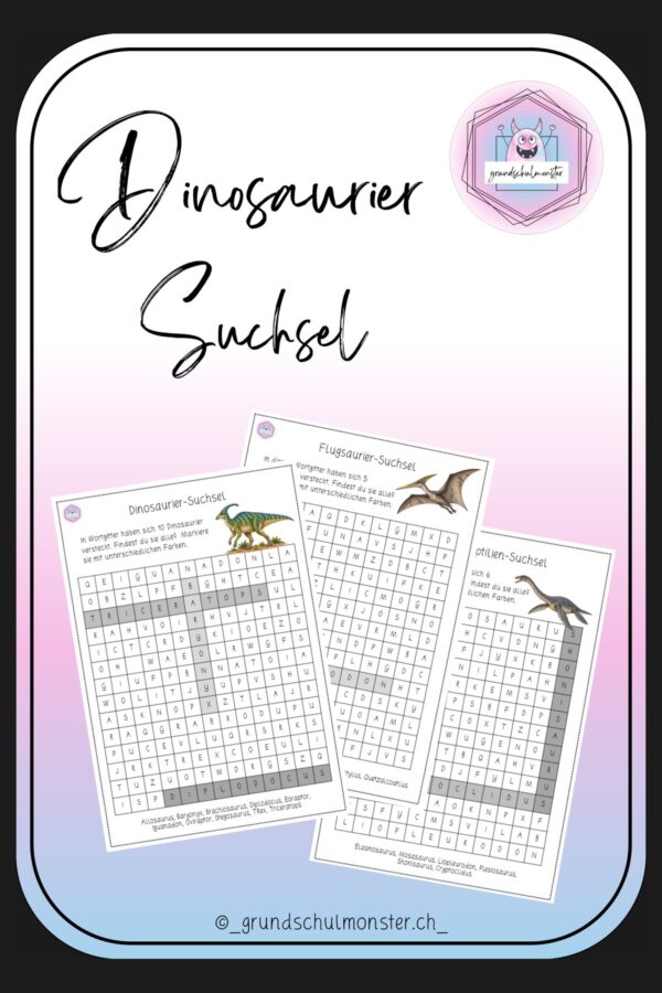 Suchsel_Dinosaurier_seite_1_web Materialpaket Dinosaurier, Flugsaurier & Meeresreptilien
