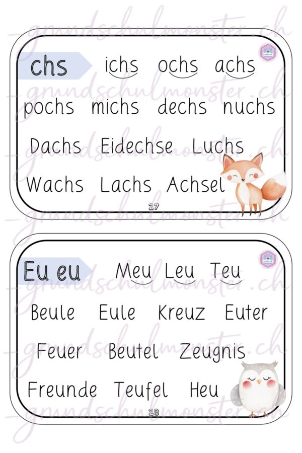 Lesekarten für den Schriftspracherwerb