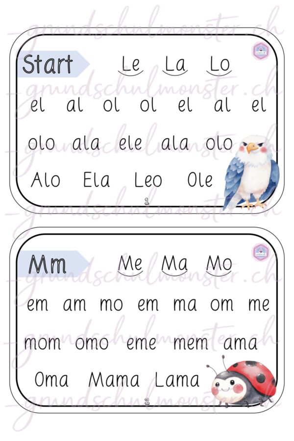 Lesekarten für den Schriftspracherwerb